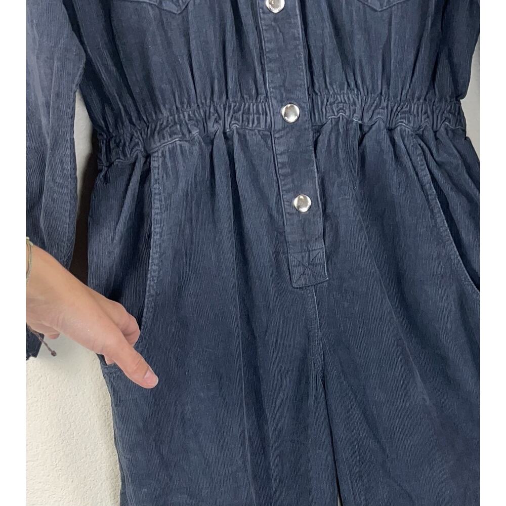 Overlover Blue Corduroy Jumpsuit M Elastic Waist Utility Workwear Made USA - Picture 6 of 8